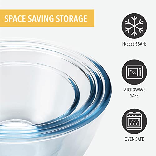 Table Concept Concept Mixing Bowls with Lids, Glass Nesting Bowls, Space Saving Food Storage Containers, 6 Piece Set - Image 5