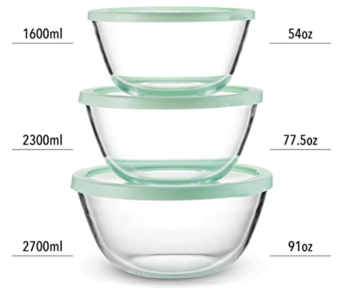 Table Concept Concept Mixing Bowls with Lids, Glass Nesting Bowls, Space Saving Food Storage Containers, 6 Piece Set - Image 3