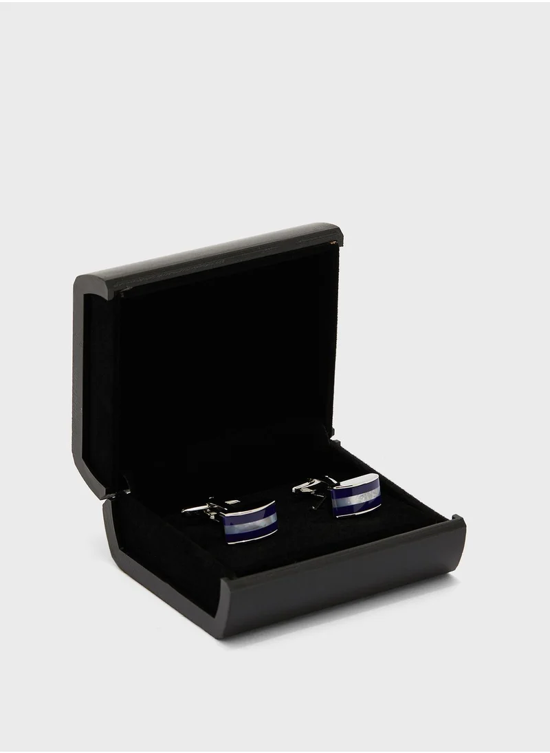 Robert Wood Stripe Cufflinks In Gift Box