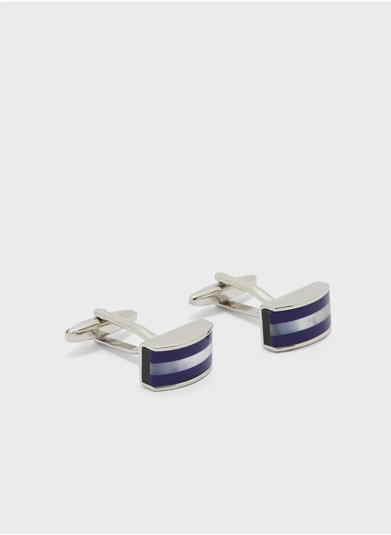 Robert Wood Stripe Cufflinks In Gift Box