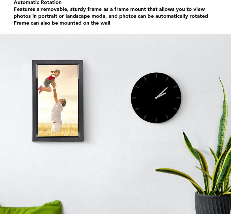 Jiawu 15.6 Inch WiFi Digital Picture Frame, Smart Photo Frame with 32GB Storage, Easy Setup to Share Photos or Videos Via APP, Auto Rotate, Wall Mountable (UK Plug) - Image 4