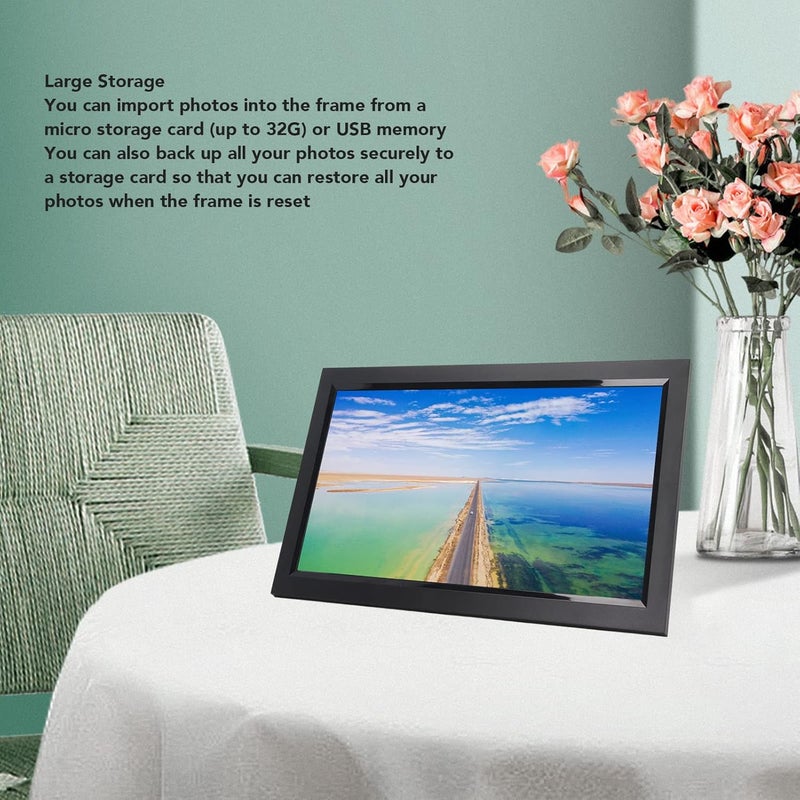 Jiawu 15.6 Inch WiFi Digital Picture Frame, Smart Photo Frame with 32GB Storage, Easy Setup to Share Photos or Videos Via APP, Auto Rotate, Wall Mountable (UK Plug) - Image 3