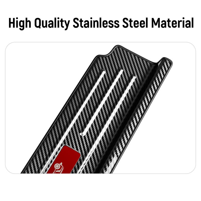Bercicci 4PCS Door Sill Guards for Jeep 2018-2026 Wrangler JL JLU & 2020-2026 Gladiator JT Accessories Stainless Steel Material Red Trim Door Sill Protector Carbon Fiber Front Rear Door Entry Guard - Image 5