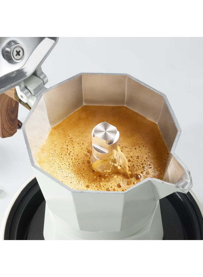 Mongdio Dual-valve Moka Pot, Pour-over Coffee Maker, Home-use Italian Espresso Machine, White, 2 Servings, 90ml - Image 2