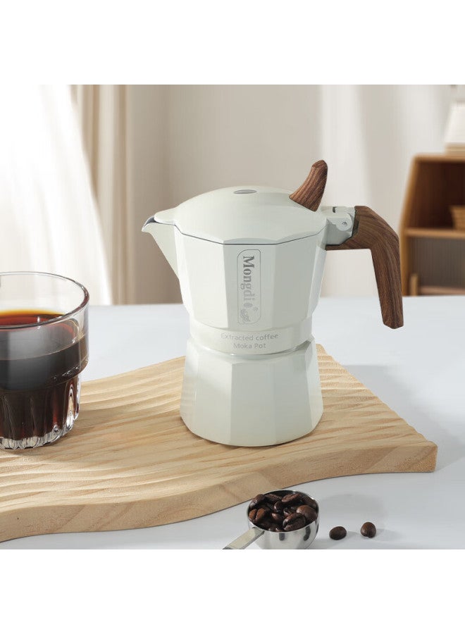 Mongdio Dual-valve Moka Pot, Pour-over Coffee Maker, Home-use Italian Espresso Machine, White, 2 Servings, 90ml - Image 5