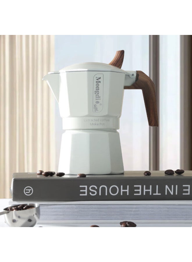 Mongdio Dual-valve Moka Pot, Pour-over Coffee Maker, Home-use Italian Espresso Machine, White, 2 Servings, 90ml - Image 1