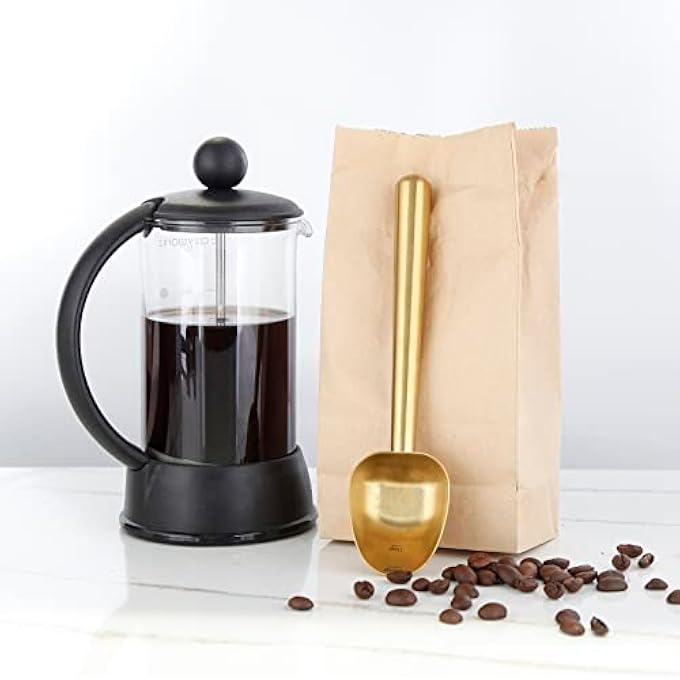 ريحني ملعقة قياس قهوة من الفولاذ المقاوم للصدأ لمقبض طويل مجوف 7 جرام للقهوة المطحونة وشاي الأوراق السائبة النحاسية الذهبية - Image 3