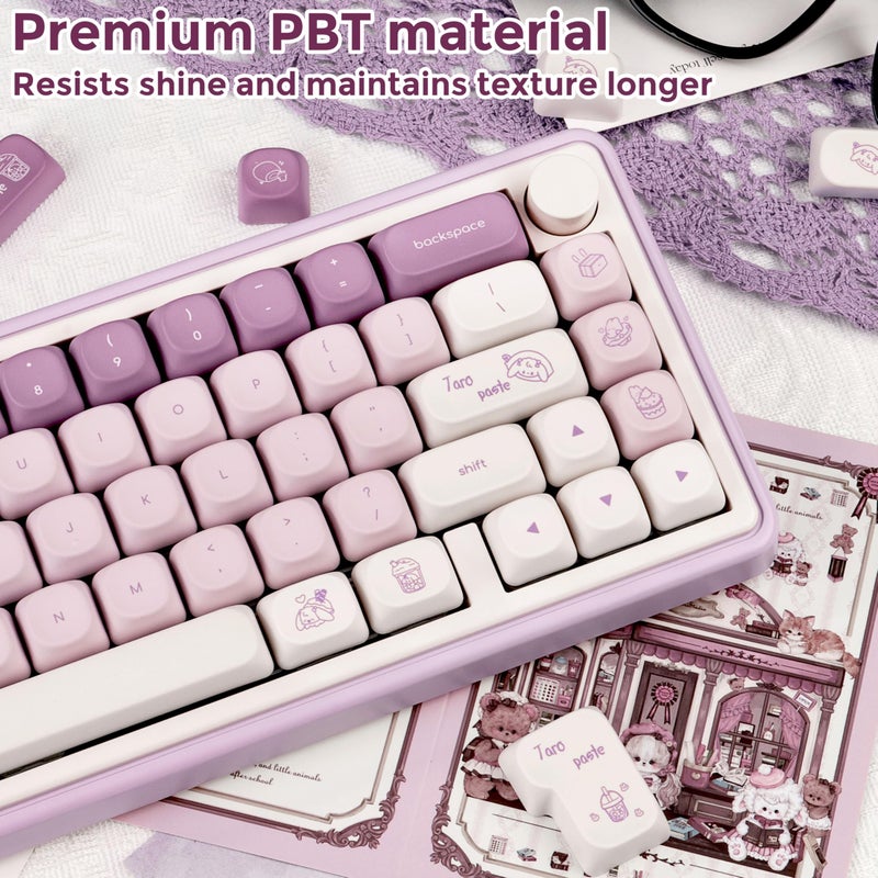 GEKUCAP PBT Keycaps Set, MOA Profile Cute Keycaps 136 Keys, Dye-Sublimation, Bunny Theme Minimalist Puprle Custom Keyboard Keycaps for 60% 65% 70% 75% 100% Cherry MX Switches Mechanical Keyboards - Image 4