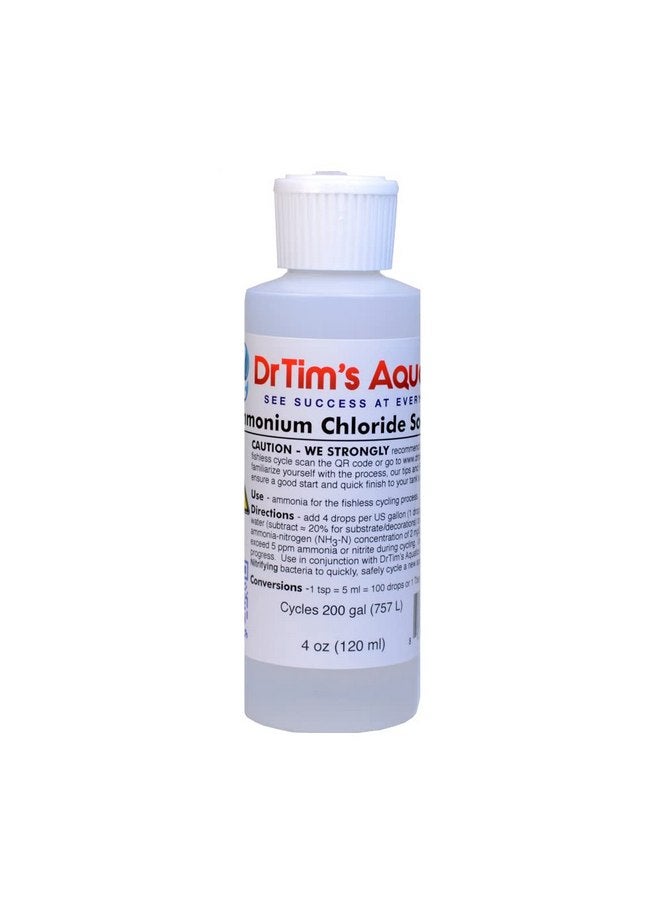 دي آر تيم أكواتيكز محلول كلوريد الأمونيوم من DrTim's Aquatics لدورة المياه الخالية من الأسماك - 4 أونصات، يكفي 200 جالون - منظف لحوض السمك لأحواض المياه المالحة والعذبة والشعاب المرجانية - Image 1