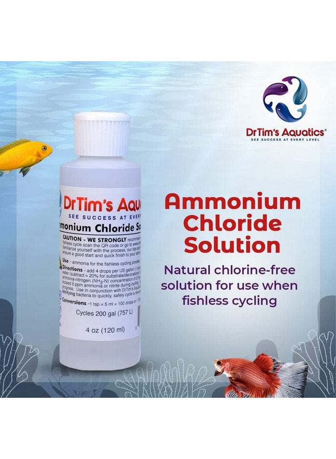 دي آر تيم أكواتيكز محلول كلوريد الأمونيوم من DrTim's Aquatics لدورة المياه الخالية من الأسماك - 4 أونصات، يكفي 200 جالون - منظف لحوض السمك لأحواض المياه المالحة والعذبة والشعاب المرجانية - Image 2