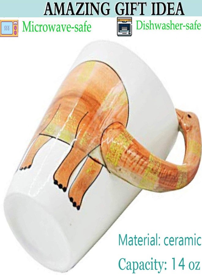 luckyse Dinosaur 3D Ceramic Mug, Long necked dragon Handle Novelty Animal Cup Gift for Christmas, Thanksgiving Day, Mother's Day, Father's Day (Dinosaur) - Image 4