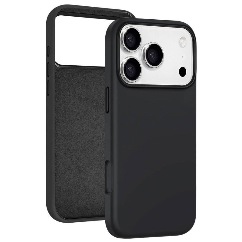 غطاء واقي بسيليكون لـ iPhone 17 / 17 Air / 17 Pro / 17 Pro Max مع حماية من السقوط ومقاوم لبصمات الأصابع مع مقاوم للصدمات مع مقاوم للخدش باللون أسود من السيليكون باللون الأسود - Image 1