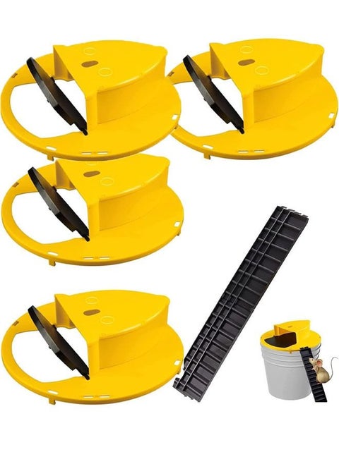 4 Pack Mouse Trap Rat Bucket Turnover & Slide Bucket Lid Mouse Traps Cleanning for Indoor Outdoor Mouse Traps Compatible Humane Lethal Bucket Compatible 6 Gallon Bucket (Without Barrel)