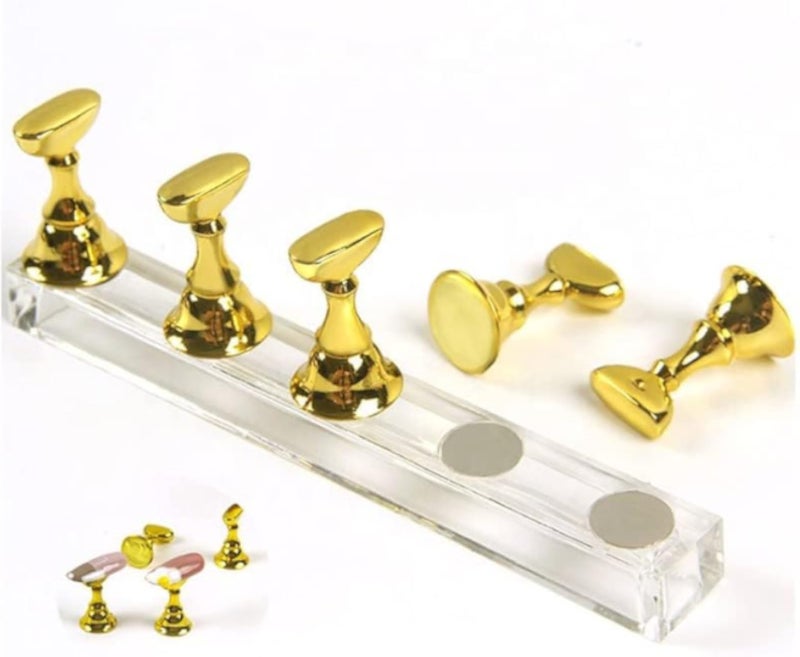 Nail Stand For Press On Nails Nail Display Stand Magnetic Nail Holder, Nail Holder for Painting Nails Acrylic -gold