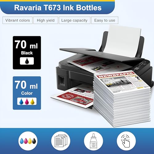 Ravaria T673 Compatible Refill Ink for EP L805 L800 L1800 L810 L850 Printer (T673 Ink 6 Color Set) - Image 4
