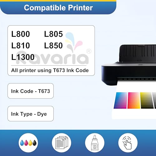Ravaria T673 Compatible Refill Ink for EP L805 L800 L1800 L810 L850 Printer (T673 Ink 6 Color Set) - Image 2