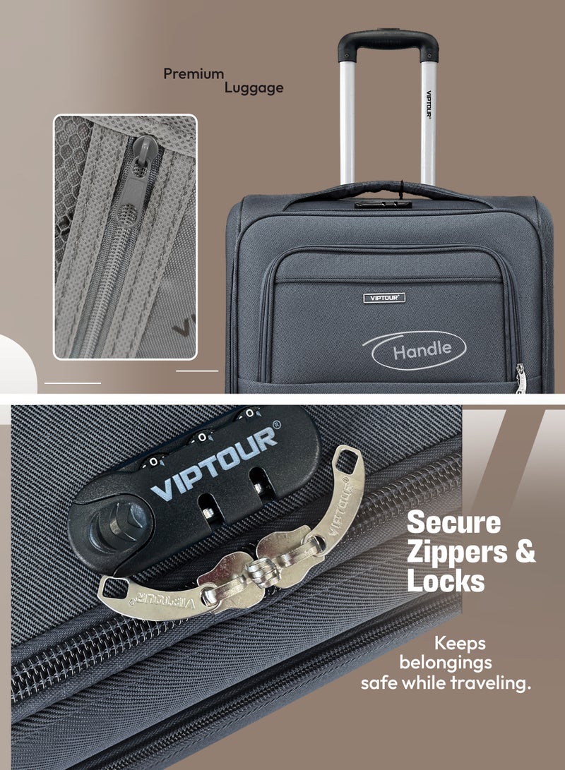 VIPTOUR 4PCS Fabric Luggage Set Durable Travel Suitcase with Spinner Wheels - Image 3
