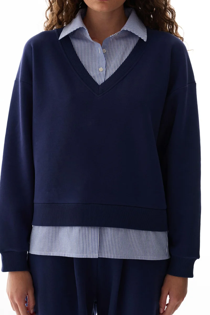 بنتي PENTI Shirt Layered Polo Collar Sweatshirt