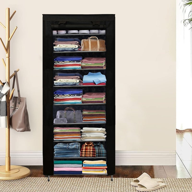 RAXON WORLD 9 Layer Metal Black SpaceSaver Collapsible Wardrobe Maximize Your Space with Style - Image 2