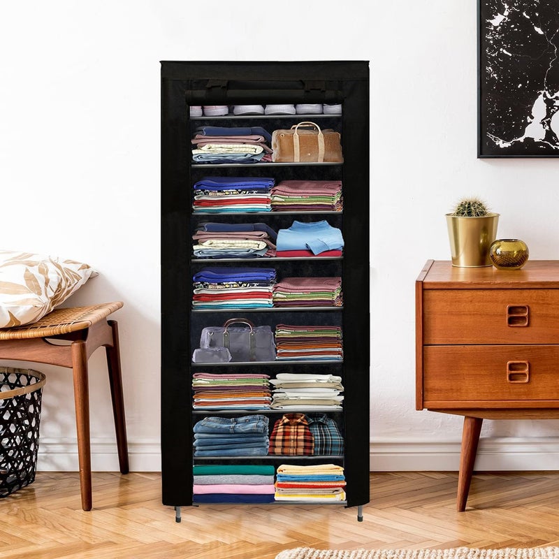 RAXON WORLD 9 Layer Metal Black SpaceSaver Collapsible Wardrobe Maximize Your Space with Style - Image 4