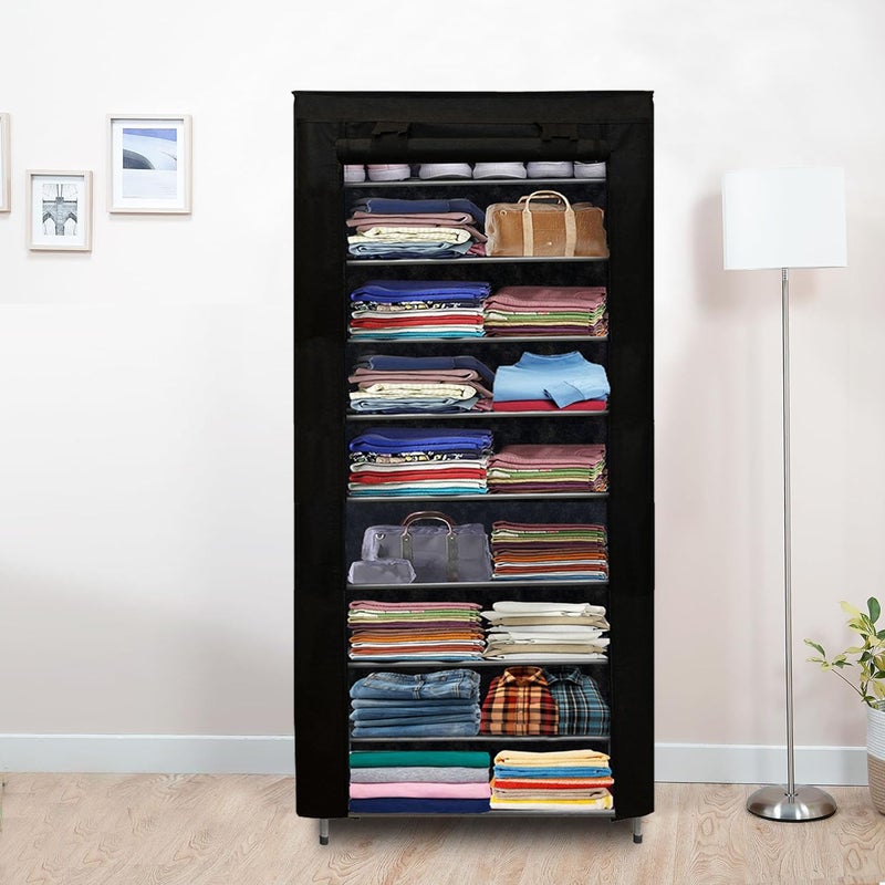 RAXON WORLD 9 Layer Metal Black SpaceSaver Collapsible Wardrobe Maximize Your Space with Style - Image 3