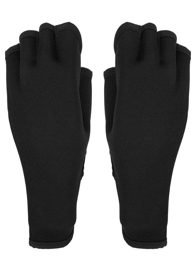 1 Pair Aquatic Gloves Slip Resistance Breathable Flexible Hand Swim Training Gloves for Men Women Adult Children Black 240x210mm / 9.45x8.27in - Image 1