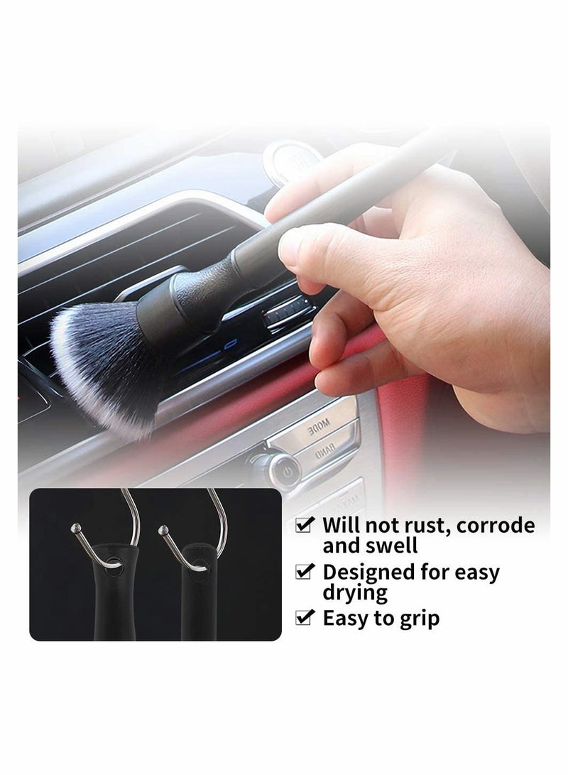KASTWAVE Car Detailing Brush Kit - Auto Detail Brush Set Interior Exterior No Scratch Microfiber Detailing Supplies for Cleaning Air Vent Engine Bay Dashboard Seat Wheel (2 Pack) - Image 4
