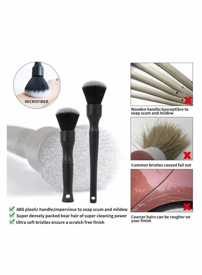 KASTWAVE Car Detailing Brush Kit - Auto Detail Brush Set Interior Exterior No Scratch Microfiber Detailing Supplies for Cleaning Air Vent Engine Bay Dashboard Seat Wheel (2 Pack) - Image 2