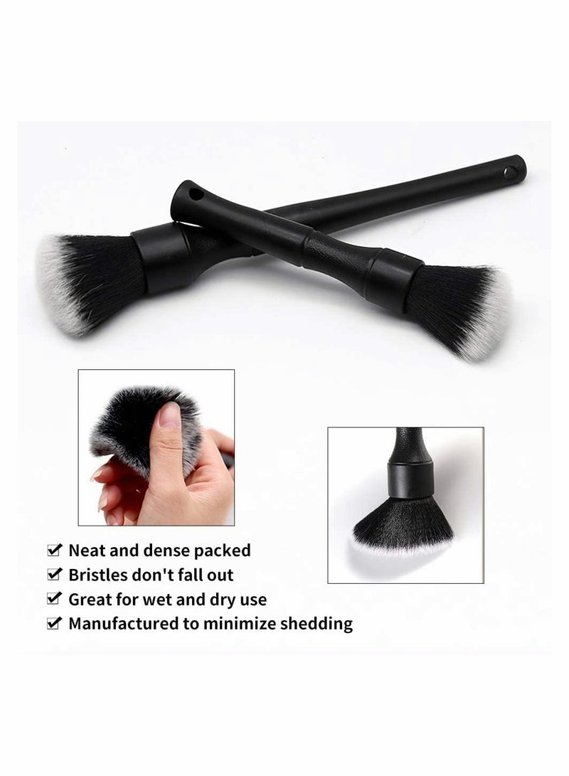 KASTWAVE Car Detailing Brush Kit - Auto Detail Brush Set Interior Exterior No Scratch Microfiber Detailing Supplies for Cleaning Air Vent Engine Bay Dashboard Seat Wheel (2 Pack) - Image 3