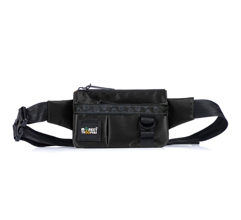Monkey Troopers Pockit Waist Bag for Men & Women, 1L Capacity | Compact Travel Waist Pack with Multiple Pockets, Adjustable Strap, D-Ring Utility Loop, Hands-Free Grey Crossbody Sling Bag - Image 5
