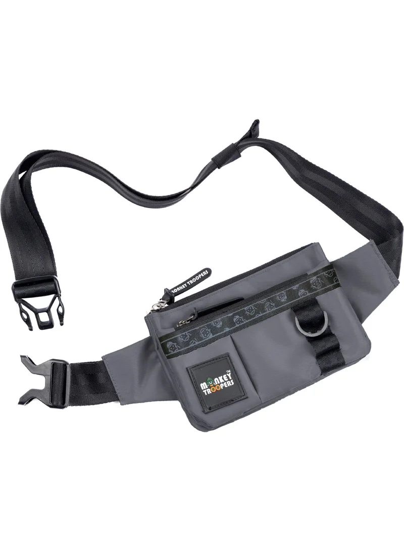 Monkey Troopers Pockit Waist Bag for Men Women Grey Waist Belt Pouch for Travelling Walking Running Gym Picnic Camping