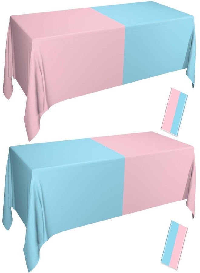 PTECDROTS 2Pcs Gender Reveal Table Cloths - Pink and Blue Table Decorations Assorted Color Rectangular Table Covers for Boy or Girl Baby Shower Party Supplies, 51 x 86.6 Inch - Image 1