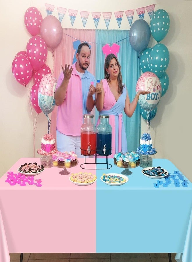 PTECDROTS 2Pcs Gender Reveal Table Cloths - Pink and Blue Table Decorations Assorted Color Rectangular Table Covers for Boy or Girl Baby Shower Party Supplies, 51 x 86.6 Inch - Image 4