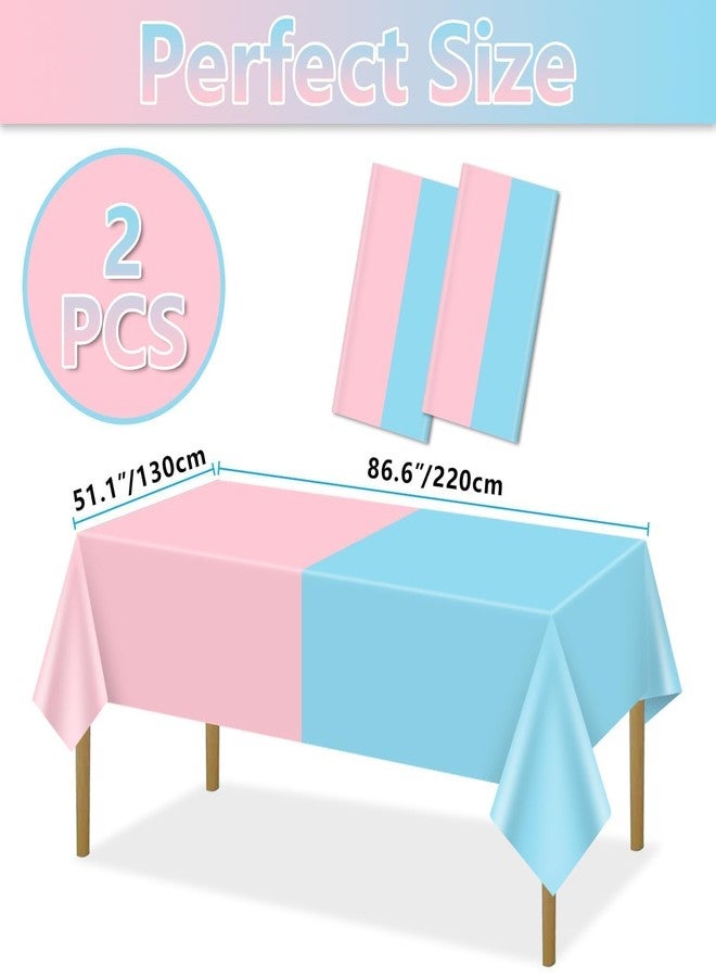 PTECDROTS 2Pcs Gender Reveal Table Cloths - Pink and Blue Table Decorations Assorted Color Rectangular Table Covers for Boy or Girl Baby Shower Party Supplies, 51 x 86.6 Inch - Image 2