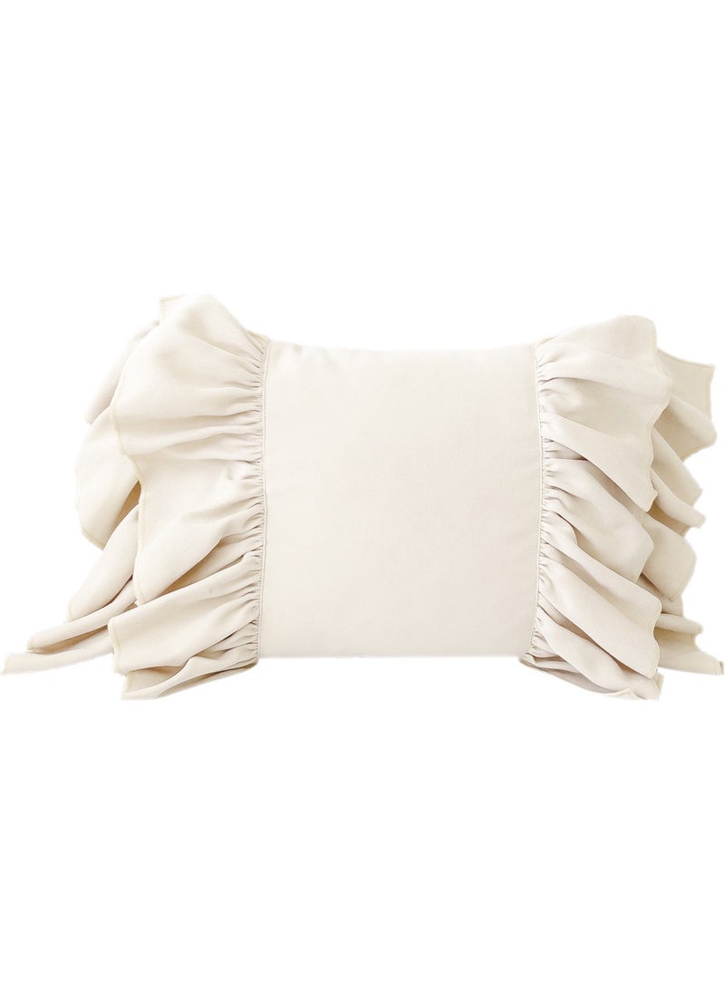 Ritmo Home Frilly Vintage Bohemian Throw Pillow Cover Cream  - Image 1