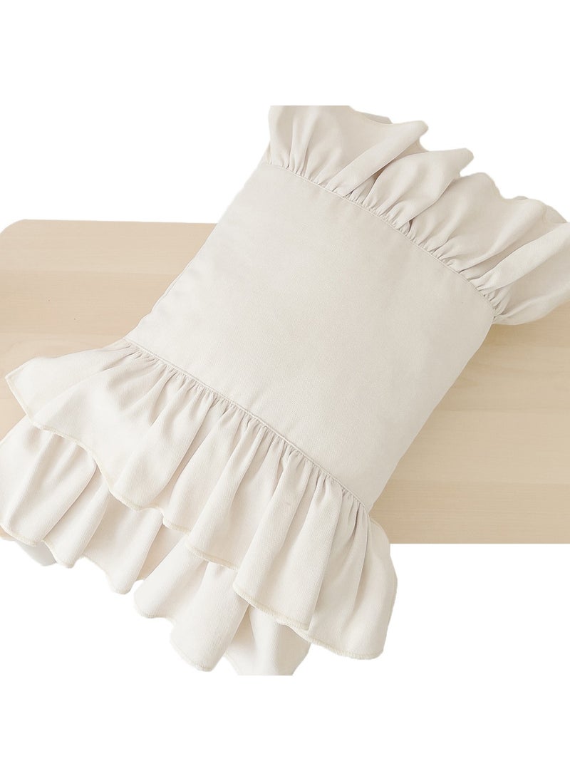 Ritmo Home Frilly Vintage Bohemian Throw Pillow Cover Cream  - Image 2
