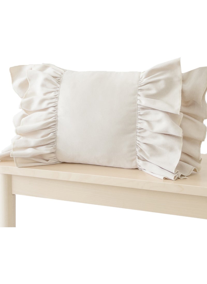 Ritmo Home Frilly Vintage Bohemian Throw Pillow Cover Cream  - Image 3