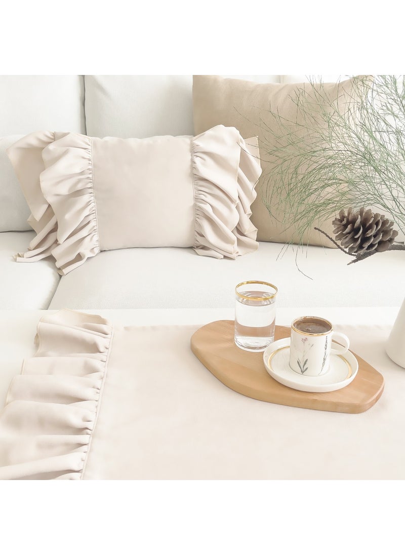 Ritmo Home Frilly Vintage Bohemian Throw Pillow Cover Cream  - Image 4