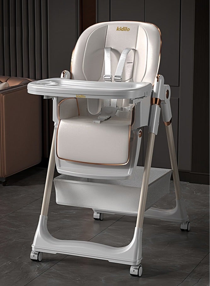 كيديليو كرسي مرتفع متعدد الوظائف قابل للتحويل، كرسي أطفال، قابل للتحويل إلى مقعد معزز لتناول الطعام، طاولة أطفال، أبيض - Image 1