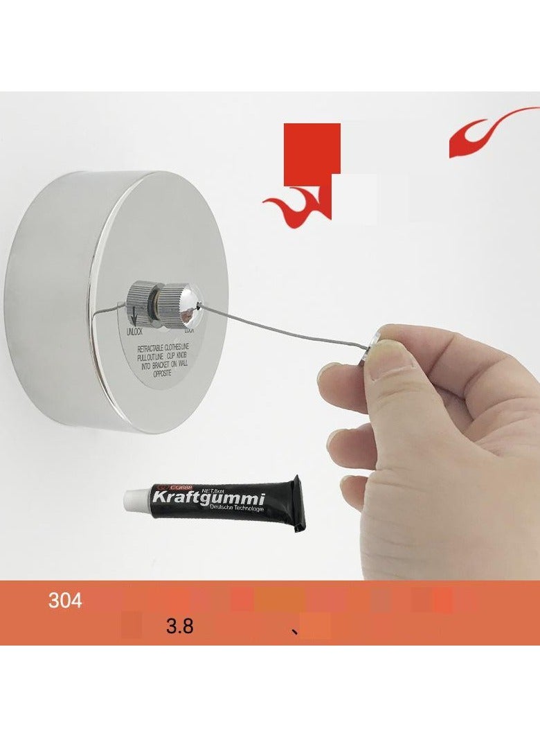 Loquat Stainless Steel Wall Mounted Clothes Line(3.8 Meter Large Round Steel Cable with Pulley for Dual Use)