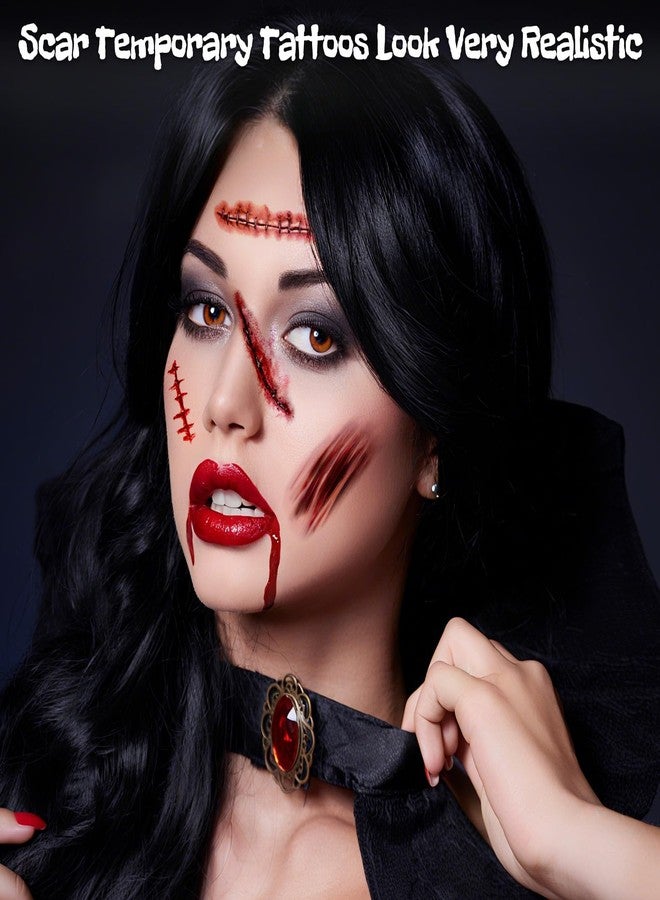 Leesgel Halloween Scar Temporary Tattoos - Perfect for Halloween Costumes, Makeup, Decorations, and Party Favors for Adult & Kids - Image 4
