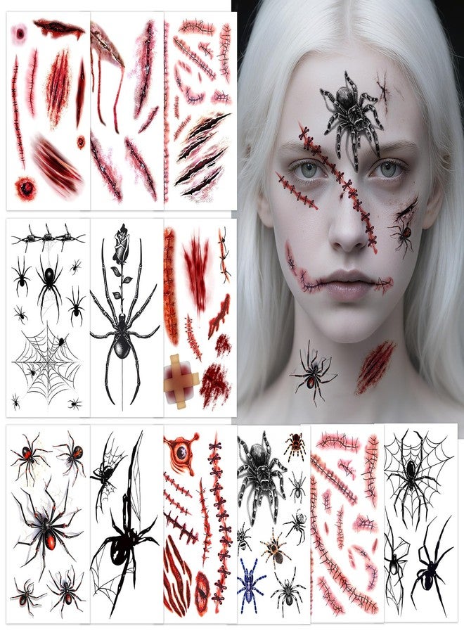 Leesgel Halloween Scar Temporary Tattoos - Perfect for Halloween Costumes, Makeup, Decorations, and Party Favors for Adult & Kids - Image 1