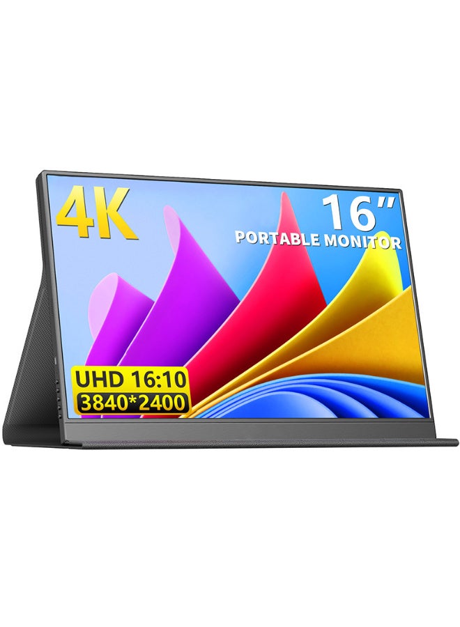 16" 4K Portable Monitor – MagicRaven UHD 3840×2400, 16:10, VESA, Eye Care, HDR 500, Ultra Slim (0.39") & 1.8lb – 4K Secondary Display for Laptop, Mobile & Switch External Screen  - Image 1