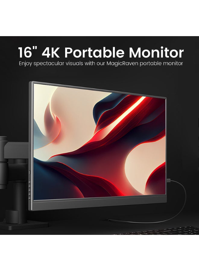 16" 4K Portable Monitor – MagicRaven UHD 3840×2400, 16:10, VESA, Eye Care, HDR 500, Ultra Slim (0.39") & 1.8lb – 4K Secondary Display for Laptop, Mobile & Switch External Screen  - Image 4