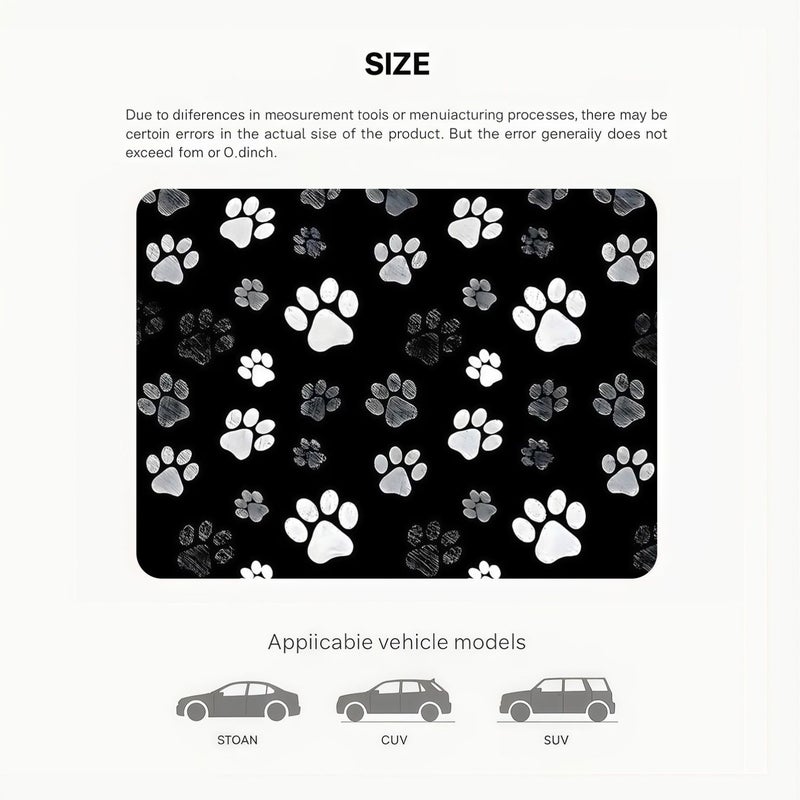 Single Piece Polyester Automotive Floor Mat Black White Gray Paw Print Cargo Liner - Image 5