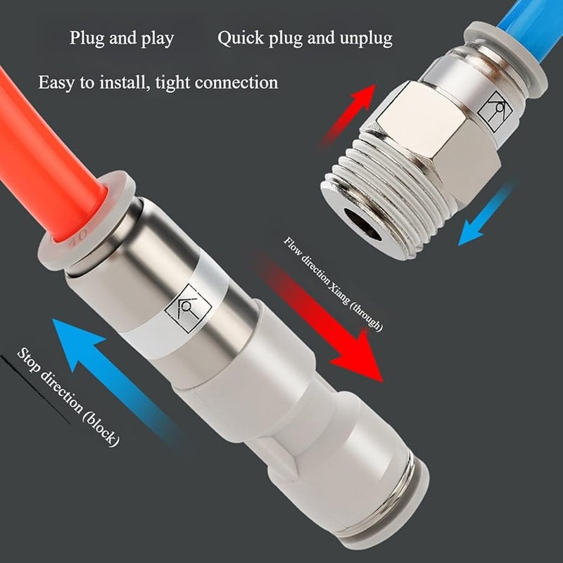 الحجم F اللون E موصل سريع هوائي صمام فحص هواء أحادي الاتجاه تحكم في التدفق - Image 4