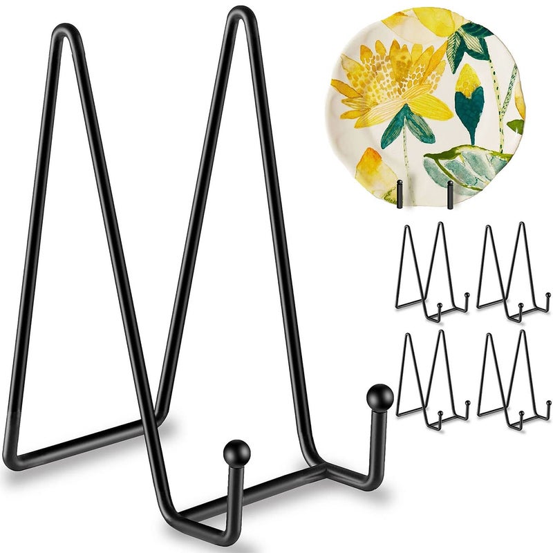 Hoewina 5 Pack 6 Inch Plate Stands for Display, Plate Holder Display Stands, Metal Frame holder stand for Book, Picture, Decorative Plate, Photo and Platter, Tabletop Artâ€¦ - Image 1