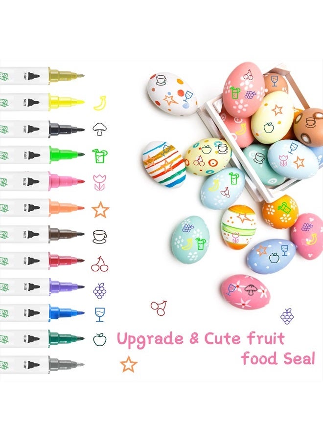 Treedoa Food Coloring Pens,12Pcs Double Sided Food Grade Edible Markers with Fine&Thick Tip,Edible Gourmet Writer for Fondant,Desserts,Easter Eggs,Edible Markers for Cookie Food Coloring for Cake Decorating - Image 3
