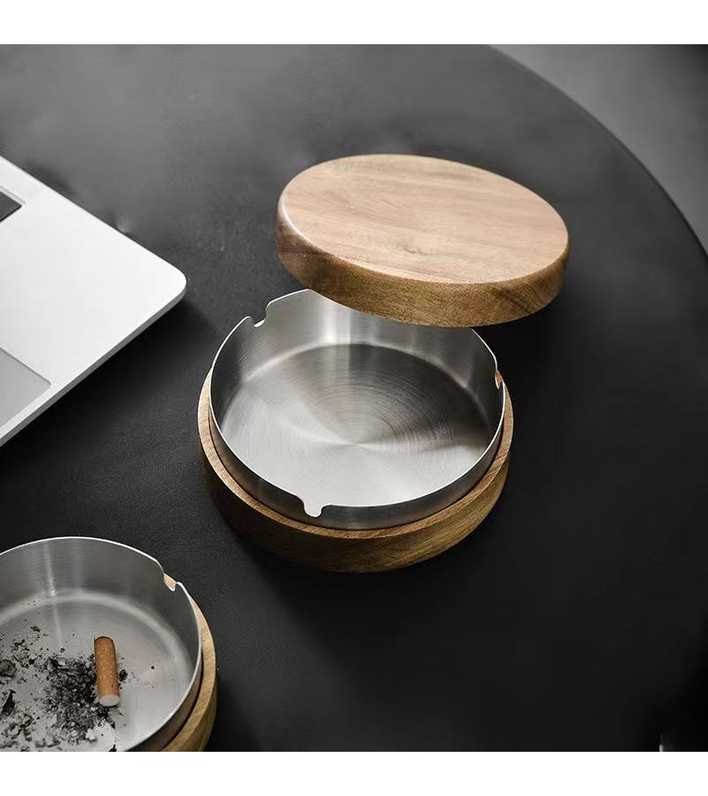 Stainless Steel Ashtray With Lid Windproof Spill Proof Heavy Duty Minimalist Design For Car Home Office Patio Outdoor - Image 3