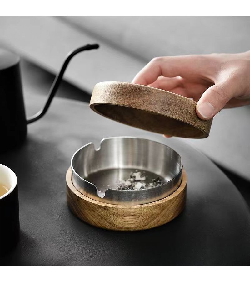 Stainless Steel Ashtray With Lid Windproof Spill Proof Heavy Duty Minimalist Design For Car Home Office Patio Outdoor - Image 4